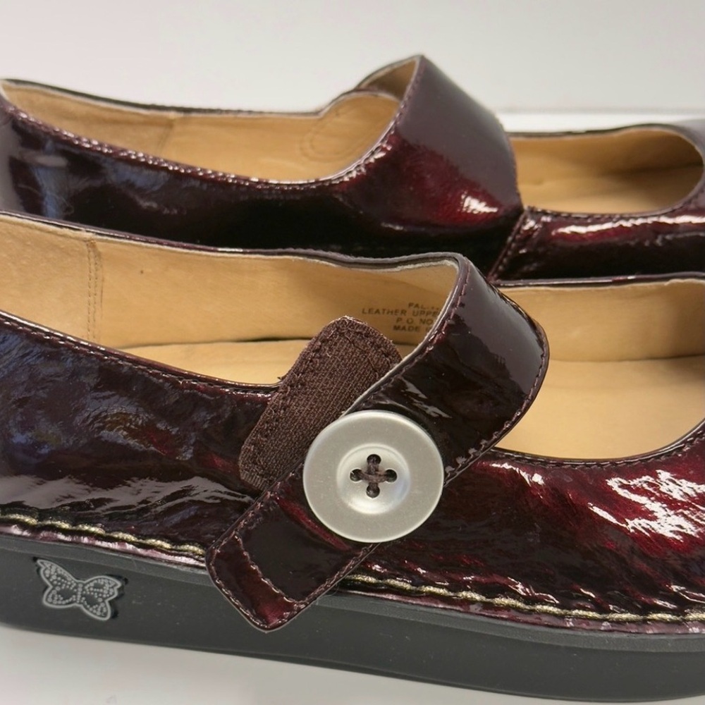 Alegria Paloma Mary Jane Clogs – Burgundy Wine Patent Leather (Size 40) - Picture 6 of 10